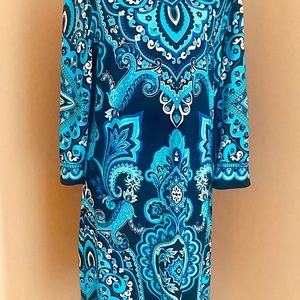 Chico’s Large blue paisley dress.